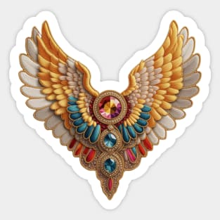 Bejeweled Angel Wings Embroidered Patch Sticker